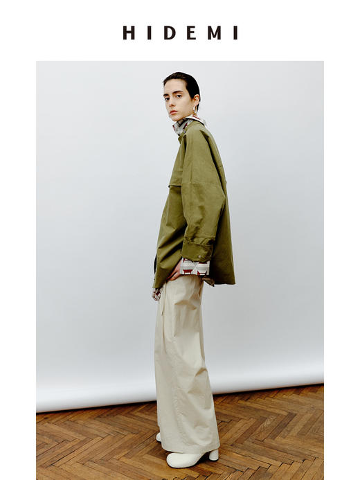 HIDEMI 极简户外休闲感撞钉设计感口袋工装廓形oversize衬衫 商品图6