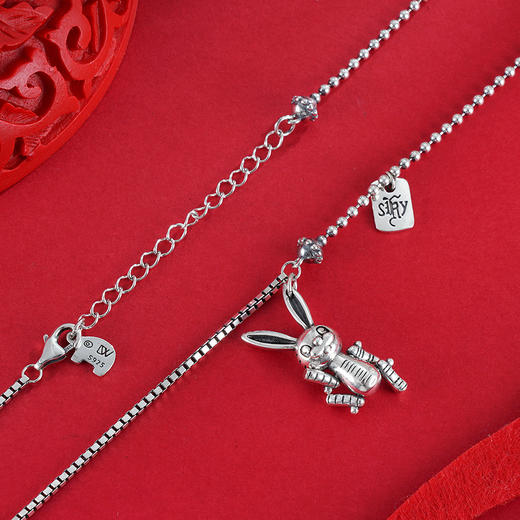 子佩集S925银【机械兔】套链项链【YGTLDIY-1】仿古2301 商品图4