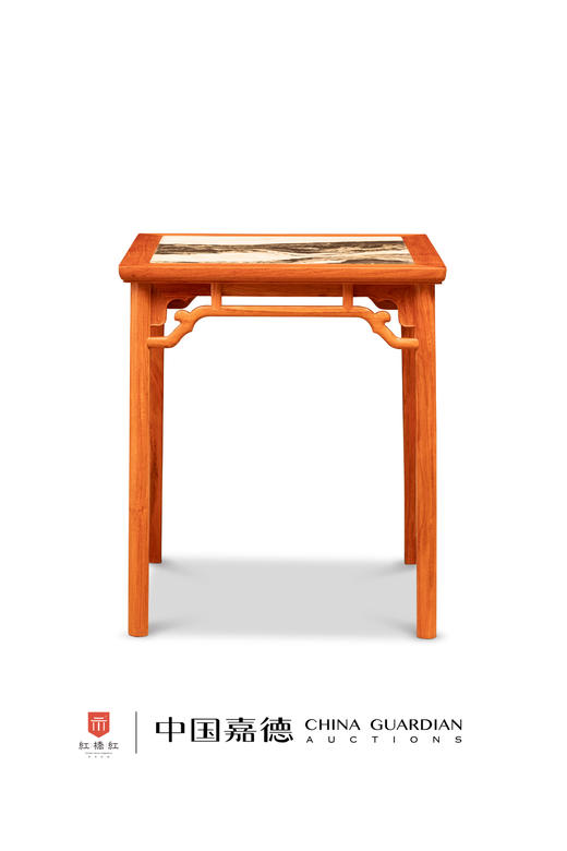 红桥红  家具严选  缅甸花梨（大果紫檀）【云石面 62 云纹罗锅枨 方桌】 商品图1