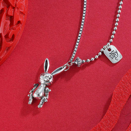子佩集S925银【机械兔】套链项链【YGTLDIY-1】仿古2301 商品图5