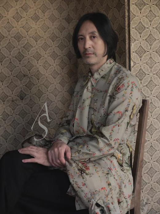 Paul Harnden 男士米色CHINOISERIE印花羊毛尖领衬衫 商品图0