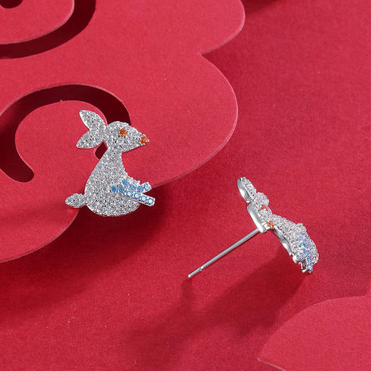 子佩集S925银【炫彩兔】耳钉【Z14300】2301 商品图3