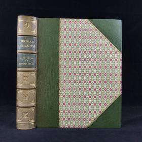 限量杜拉克签名版！桑格斯基工坊特装本！（编号11） 约20世纪早期 辛巴达航海记与其他天方夜谭故事集 约22幅彩色手工贴图 全犊皮（vellum）精装大16开