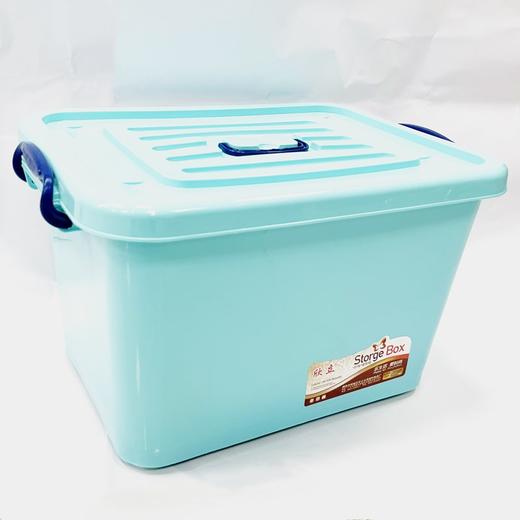 塑料储物箱有盖耐用蓝色加厚容量资料收纳存储衣物收纳整理带轮玩具杂物存放材料分类管理1个 商品图6