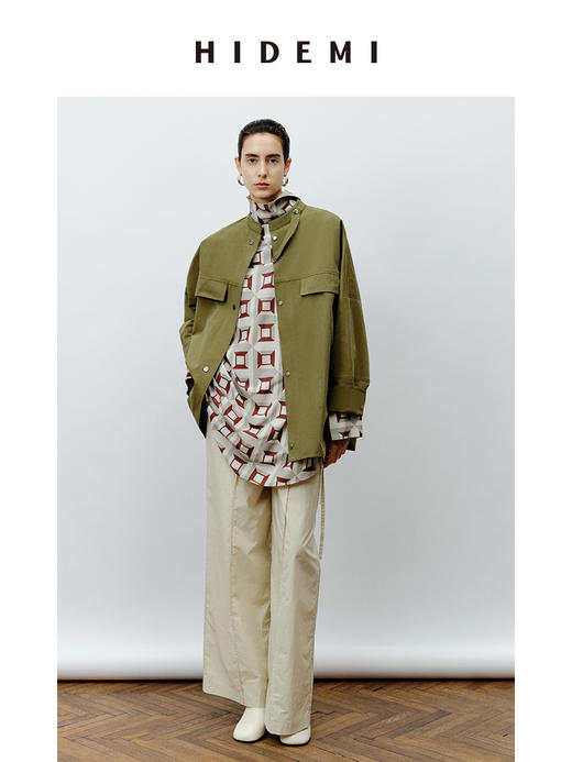 HIDEMI 极简户外休闲感撞钉设计感口袋工装廓形oversize衬衫 商品图2