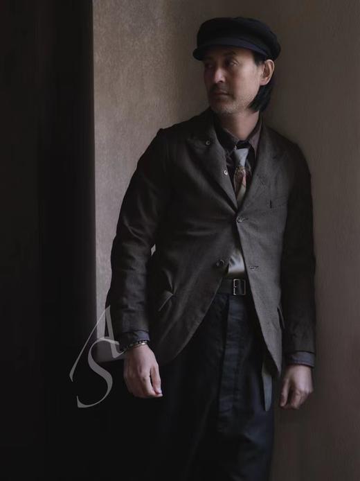 Paul Harnden 男士黑色暗纹腰带裤 商品图11