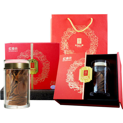 热售【红参片双开门礼盒】长白山人参无糖红参片礼盒高丽参切片年货礼盒100g 商品图4