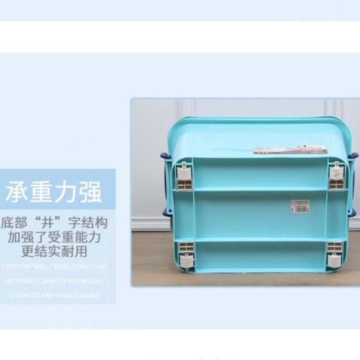 塑料储物箱有盖耐用蓝色加厚容量资料收纳存储衣物收纳整理带轮玩具杂物存放材料分类管理1个 商品图3