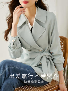 【断码清仓】熙世界2025春装新款流行宽松时尚淑女气质收腰显瘦中长款风衣外套