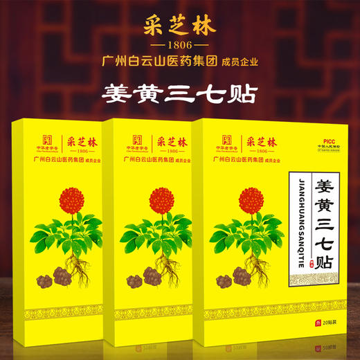 【买5送5！白云山姜黄三七贴】膝盖颈椎肩周艾灸热敷贴，身体护理电视同款20贴/盒 商品图0