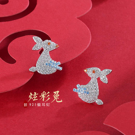 子佩集S925银【炫彩兔】耳钉【Z14300】2301 商品图0