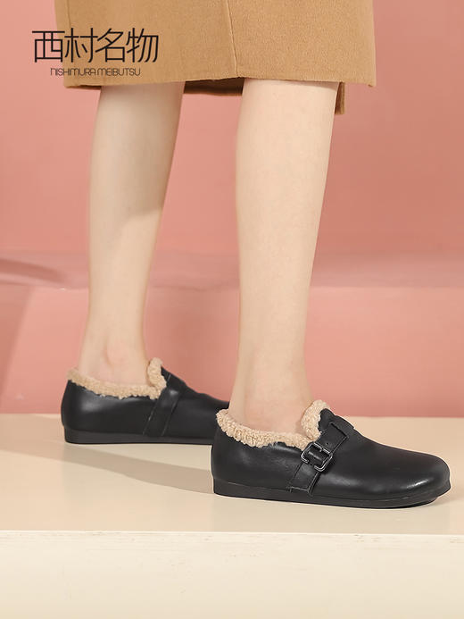西村名物加绒保暖妈妈鞋棉鞋女一脚蹬2022年冬季豆豆鞋软底37781 商品图0