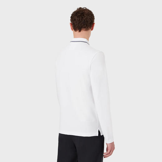 EMPORIO ARMANI 阿玛尼 男士微鹰刺绣长袖弹力珠地布长袖 Polo 衫 白色 8N1FB5 1JPTZ 0100 商品图2