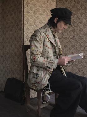 Paul Harnden  男士米色CHINOISERIE印花羊毛BLAZER