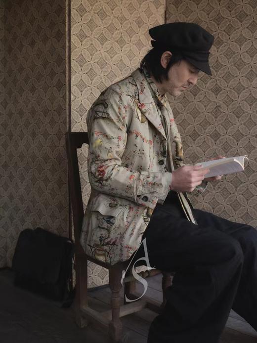 Paul Harnden  男士米色CHINOISERIE印花羊毛BLAZER 商品图0