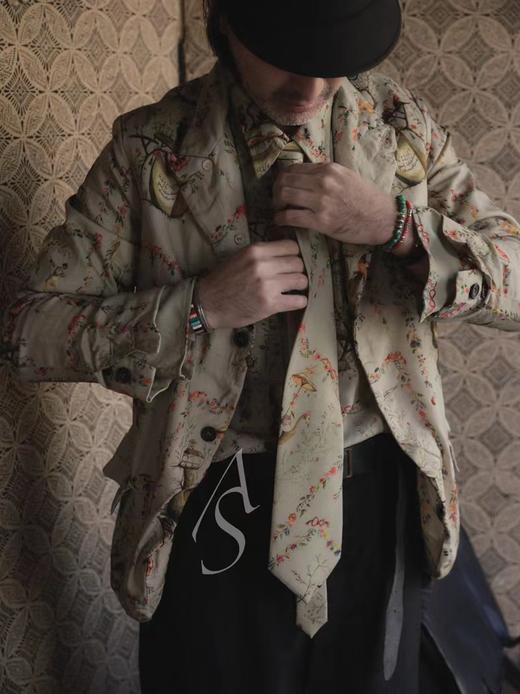 Paul Harnden 男士米色CHINOISERIE印花羊毛尖领衬衫 商品图4