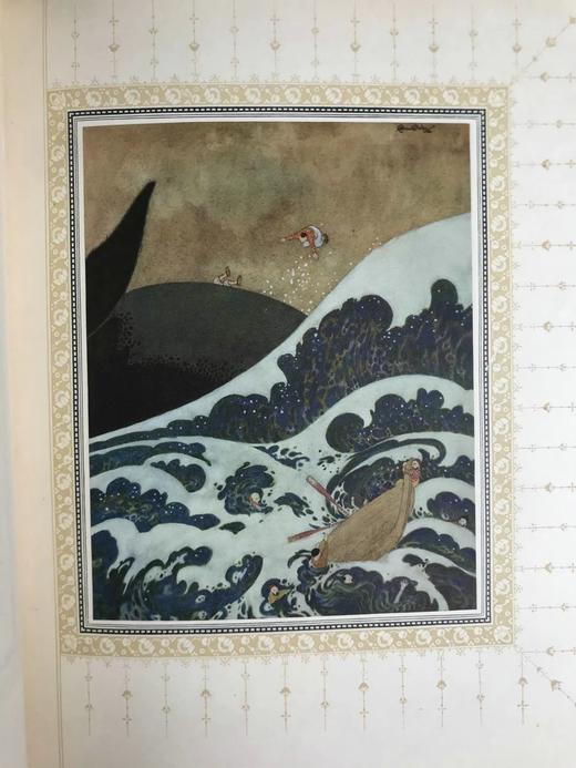 限量杜拉克签名版！桑格斯基工坊特装本！（编号11） 约20世纪早期 辛巴达航海记与其他天方夜谭故事集 约22幅彩色手工贴图 全犊皮（vellum）精装大16开 商品图5