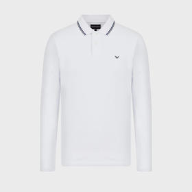 EMPORIO ARMANI 阿玛尼 男士微鹰刺绣长袖弹力珠地布长袖 Polo 衫 白色 8N1FB5 1JPTZ 0100