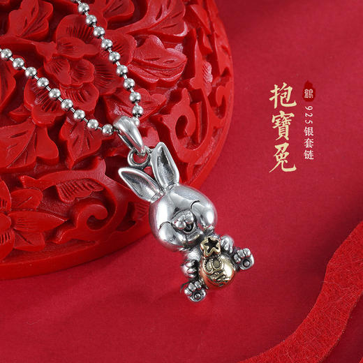 子佩集S925银【抱宝兔】套链项链【YFTL001】仿古2301 商品图0