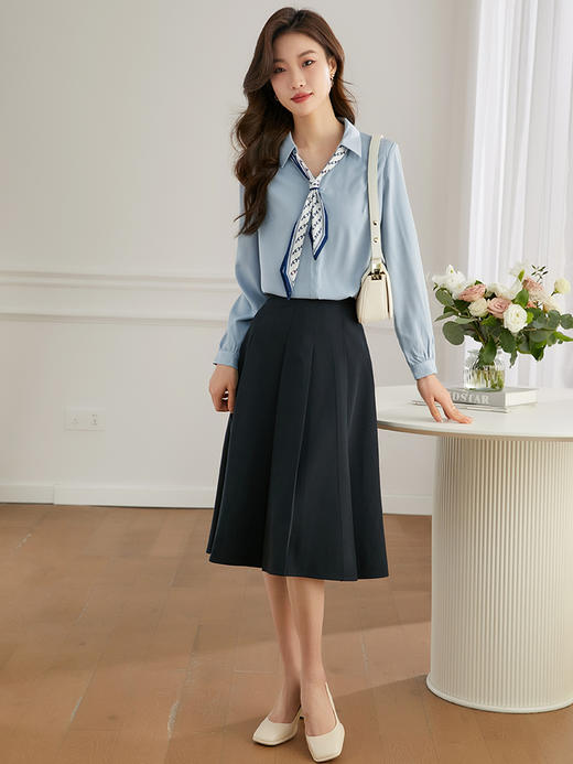 【断码清仓】气质丝巾飘带衬衫女小众设计通勤职业长袖衬衣2024春新款 商品图2