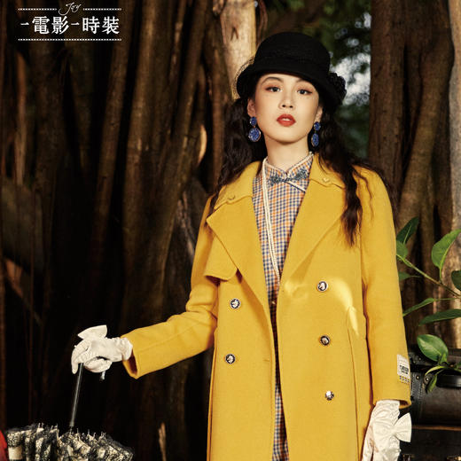 2F【電影時裝】琉璃黄复古羊毛大衣 商品图0