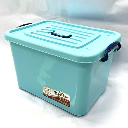 塑料储物箱有盖耐用蓝色加厚容量资料收纳存储衣物收纳整理带轮玩具杂物存放材料分类管理1个 商品图1