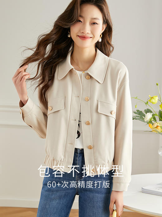 【89元福袋，不支持退换】熙世界工装风翻领短外套女2025春款显高显瘦小个子休闲夹克上衣 商品图2