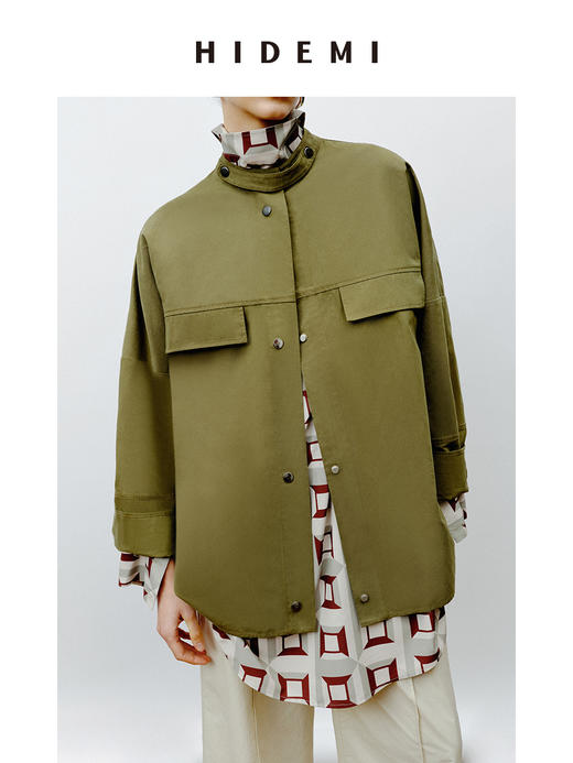 HIDEMI 极简户外休闲感撞钉设计感口袋工装廓形oversize衬衫 商品图9