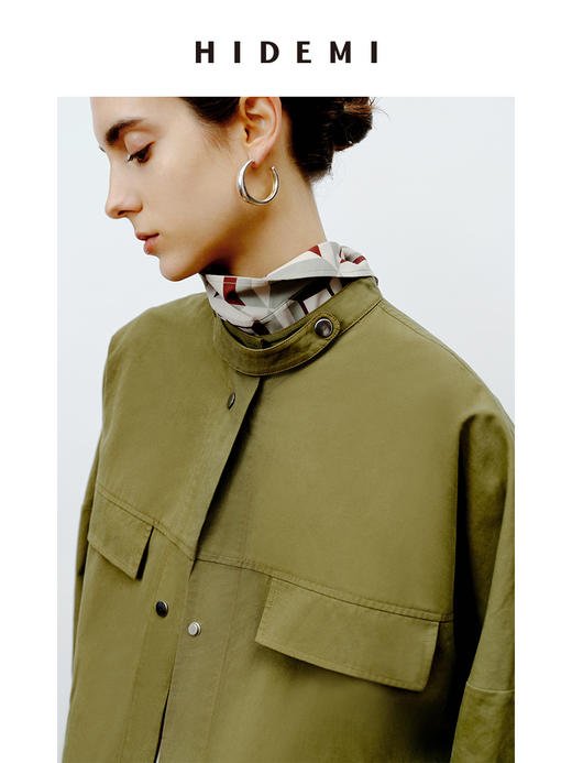 HIDEMI 极简户外休闲感撞钉设计感口袋工装廓形oversize衬衫 商品图10