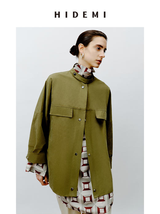 HIDEMI 极简户外休闲感撞钉设计感口袋工装廓形oversize衬衫 商品图8