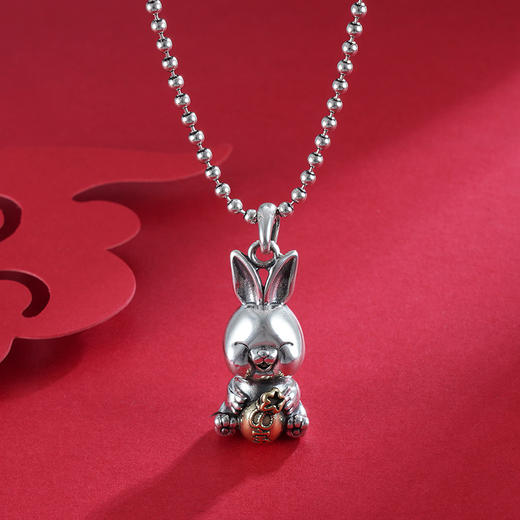 子佩集S925银【抱宝兔】套链项链【YFTL001】仿古2301 商品图1