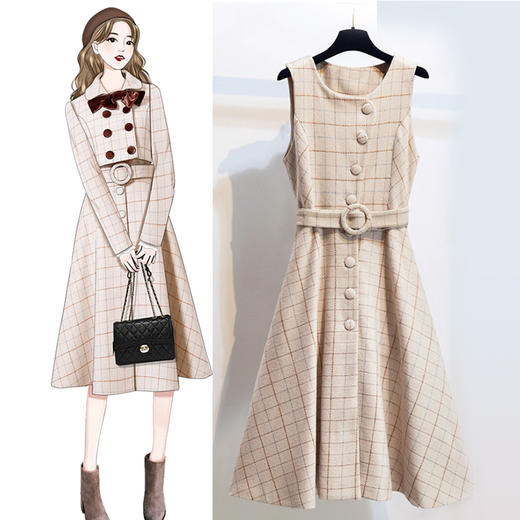 裁缝学苑 AG100秋季小香风连衣裙套装两件套外套服装纸样裁剪图 商品图2