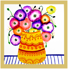 《趣画虞美人》花朵低幼水彩笔晕染花朵【自动发货：下单后，点击手机短信中收到的链接，即可获取文件下载的链接；如有任何问题，可添加客服微信hm33268获得帮助】