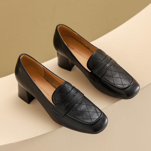 西村名物2023春季新款气质休闲中跟一脚蹬乐福鞋12321 商品图2