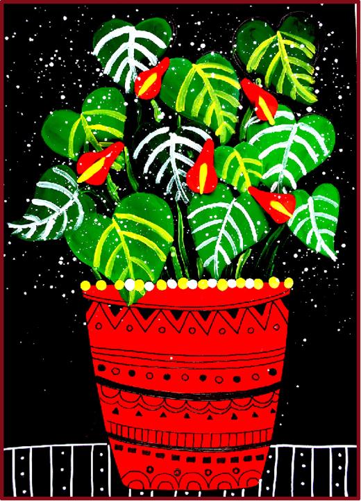 《趣画美丽的红掌》【自动发货：下单后，点击手机短信中收到的链接，即可获取文件下载的链接；如有任何问题，可添加客服微信hm33268获得帮助】 商品图0