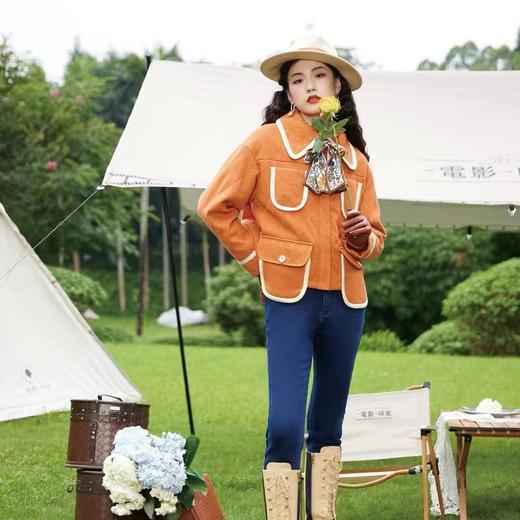 2F【電影時裝】婵娟复古橘彩葱小香风式羽绒外套 商品图0