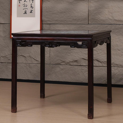 清 红木镶云石回纹八仙桌 商品图4