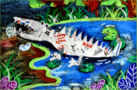 《创意拼贴画鳄鱼》【自动发货：下单后，点击手机短信中收到的链接，即可获取文件下载的链接；如有任何问题，可添加客服微信hm33268获得帮助】