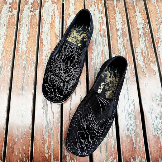 内联升男鞋手工单鞋千层底大内联升卯足绣花松紧口大边布鞋DN8525 商品图2