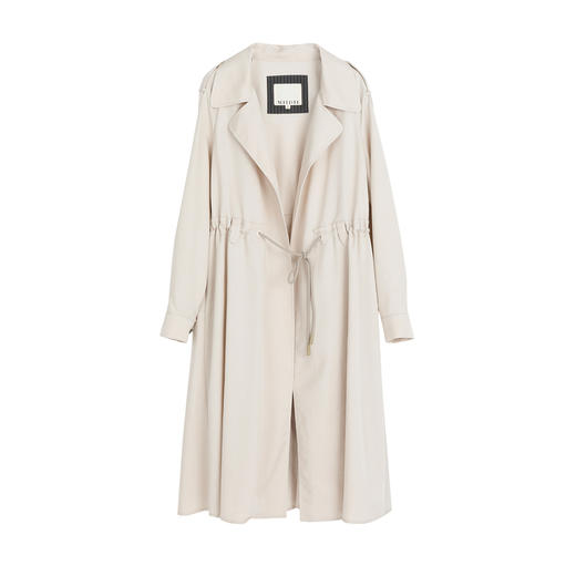 谜底纯色长款风衣女2023春新款简约时尚宽松西装领外套231ME0092 商品图4