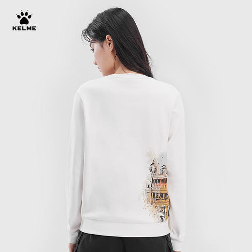 卡尔美春季女式圆领卫衣套头衫马德里印花 商品图3