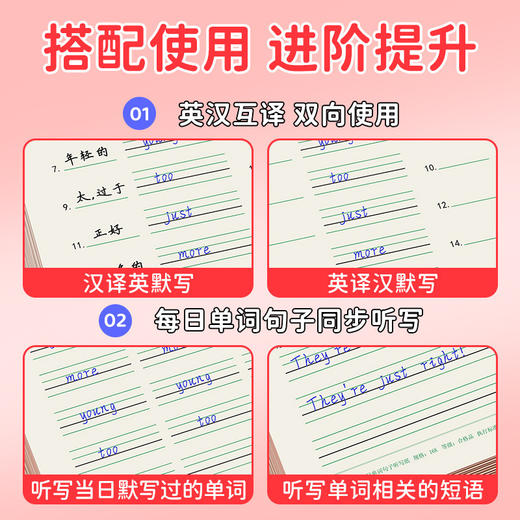 5本装英语单词默写本中小学生英汉互译练习纸单词短语句子练习 商品图1
