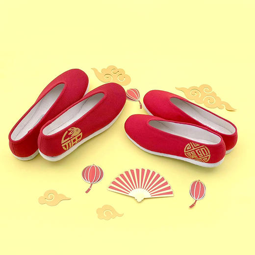 内联升手工单鞋千层底亲子款“玉兔迎新”兔年本命年手绘彩小元口布鞋8110Z/8604Z/5322Z 商品图4