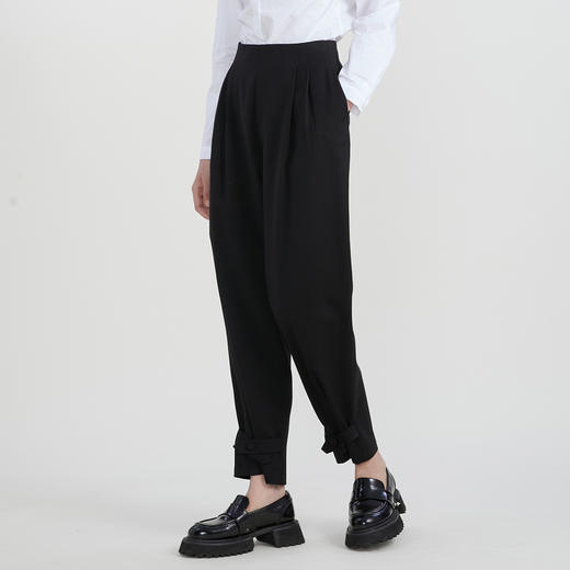 谜底宽松休闲裤长裤女2023春季新款特色高腰西裤束脚裤231MK0060 商品图1