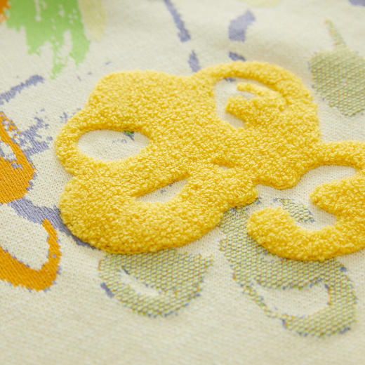 谜底V领套头针织衫女2023春季新款复古主题花色毛衫长袖231MZ0302 商品图3