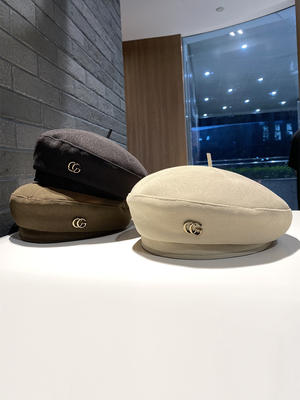 CG字母贝雷帽女秋冬季设计师毛呢画家帽洋气百搭蓓蕾帽子 商品图2