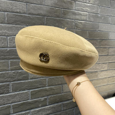 CG字母贝雷帽女秋冬季设计师毛呢画家帽洋气百搭蓓蕾帽子 商品图4