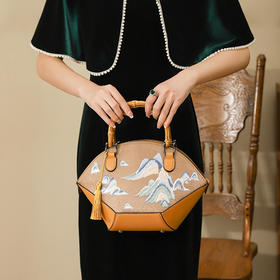 蚕丝刺绣贝壳流苏包手提包  旗袍汉服古风包包   翻盖单肩包手拎