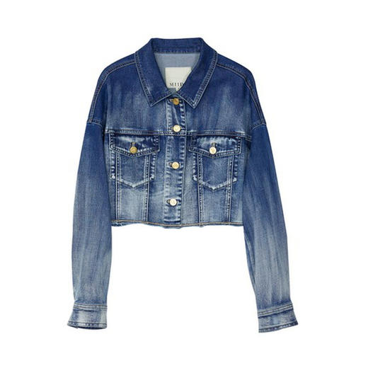 谜底短款牛仔外套女2023春新款复古渐变色洗水牛仔百搭231MW0022 商品图4