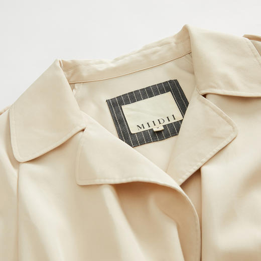 谜底纯色长款风衣女2023春新款简约时尚宽松西装领外套231ME0092 商品图3